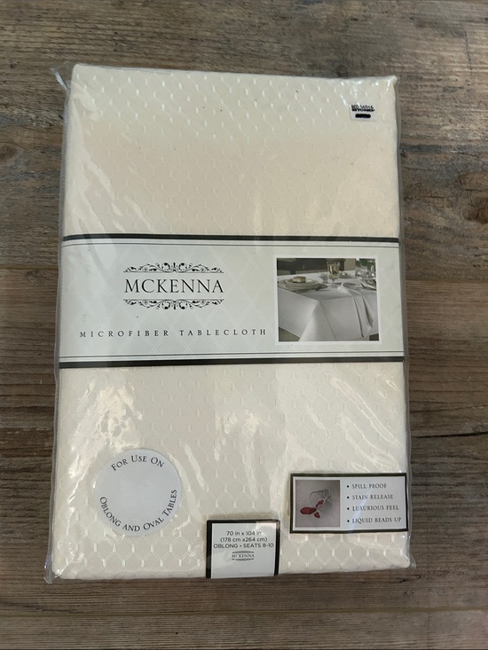 McKenna Other - McKenna Microfiber Tablecloth in Ivory/Cream. 70”x104” NWT